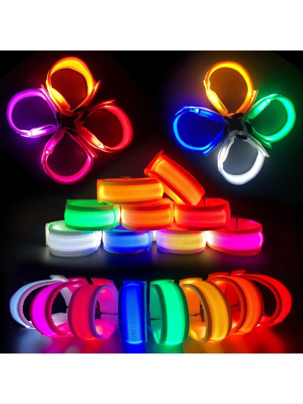 Colorful LED Glow Bracelets - 8/12/24 Pack Light Up Party Favors, Fun